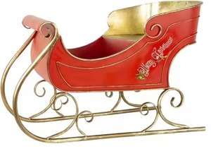 Galvanized Metal & Wood Santa Sleigh <b>Table</b> Top Ornament Customized Color & Size Durable Handicraft for Festive Decorations - Product Image 6