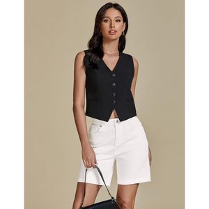 Women's Mid Waist Casual Summer Knitted Shorts <b>Elastic</b> Waist Anti-Wrinkle Stretchy 7 Inch Inseam <b>Lace</b> Trim Solid Pattern - Product Image 4