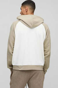 Hoodies pour homme à manches longues, coupe ample, color block, avec logo personnalisé, en coton mélangé, fermeture éclair intégrale, best-seller - Product Image 2