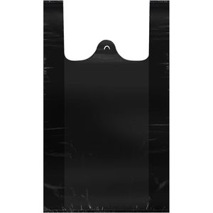 Confezione da 100 Sacchetti Neri in Plastica da 10 x 16 Pollici con Manici, Ideali per la Spesa e lo Smaltimento delle Deiezioni di Animali Domestici - Product Image 1