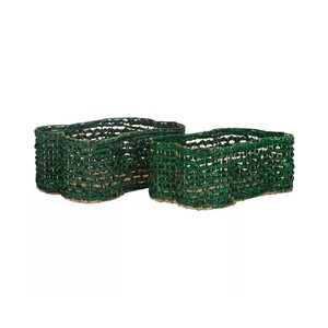 Cesta de Almacenamiento Tejida de Jacinto de Agua Verde al por Mayor, Cesto de Ropa Natural, Organizador Artesanal de Juguetes para el Interior del Hogar Moderno - Product Image 1