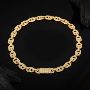 Cadena de eslabones cubanos de plata 925 con incrustaciones de moissanita, estilo Hip Hop - Product Image 3