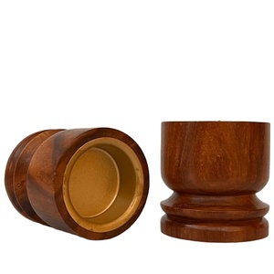 ถ้วยไม้กลมสำหรับใส่บัคฮอร์ พร้อมที่ใส่โลหะแบบพกพา ที่วางธูปถ่านแบบอาหรับ อุปกรณ์เสริมสำหรับการหอมปรับอากาศภายในบ้าน - Product Image 1