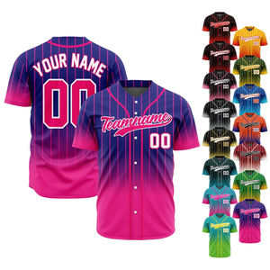 Camiseta de Béisbol Personalizada con Rayas, Sublimada, con Botones, Uniforme de Equipo, Nombre y Número Personalizados, Camiseta Deportiva de Softbol al por Mayor - Product Image 1