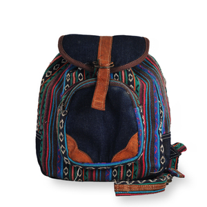Sac à dos décontracté en denim Gheri en coton durable fait main, style bohème, pour usage quotidien - Product Image 1