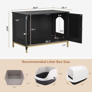 Cat Litter <b>Box</b> Enclosure, Cat Washroom Furniture with Metal Frame Pet House, Fit Most of Litter <b>Box</b> Modern Style, Black and Gold - Product Image 5
