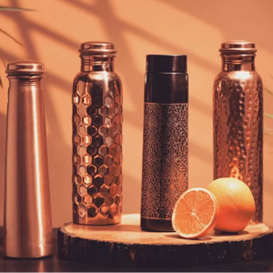 Hammered <b>Copper</b> Water <b>Bottle</b> with Matte Black Finish New Luxury Etching <b>Copper</b> water <b>bottle</b> Hand made design <b>copper</b> <b>bottle</b> - Product Image 1