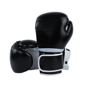 Gants de boxe en cuir noir avec fermeture à lacets pour les poignets, pour l'entraînement des adultes - Product Image 4