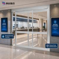 Pintu Geser Kaca Otomatis Elektrik untuk Pintu Masuk Gedung Komersial/Kantor, Kaca Keras Berkualitas Tinggi dengan Sensor Gerak