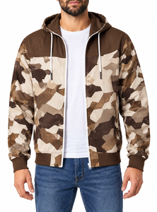 Veste à capuche zippée camouflage violette pour homme, style décontracté hip-hop, manteau bomber d'automne - Product Image 3