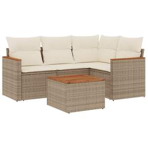 Set Divano da Giardino in Rattan PE Beige Resistente all'Acqua di Media Dimensione - Product Image 2