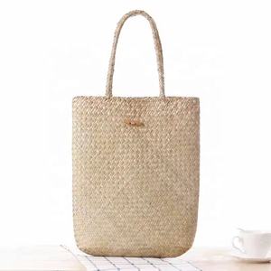 Bolso de mano informal de verano y otoño para mujer, algas marinas trenzadas a mano y cierre de cremallera de paja para ir de compras, aspecto Natural - Product Image 6