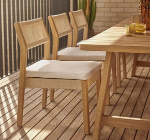 ชุดโต๊ะรับประทานอาหารกลางแจ้งไม้สักแท้ทรงสี่เหลี่ยมผืนผ้า พร้อมเก้าอี้ 6 ตัว เฟอร์นิเจอร์สำหรับสวน ลานบ้าน วิลล่า รีสอร์ท โรงแรม - Product Image 3