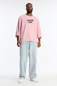 Diseño de Logotipo Personalizado OEM para Hombre y Mujer, Camiseta Clásica de Gran Tamaño con Hombros Caídos, Color Sólido de Verano, 100% Algodón, Secado Rápido y Transpirable - Product Image 2