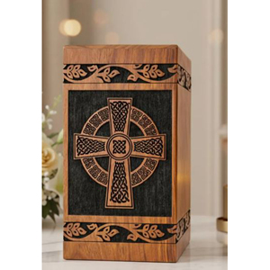 Handmade Wooden Cremation Urn for Human Ashes Premium Solid Wood Funeral Urn with Engraving by AYAANS - Product Image 1