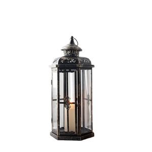 Linterna decoración de linternas negro oscuro decoración al por mayor más barato hierro madera latón pequeña linterna decoración vela candelita - Product Image 1