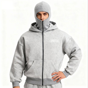 Cagoule zippée avec double capuche personnalisée, style urbain contrasté, pour homme, masque intégral de ninja pour l'extérieur - Product Image 2