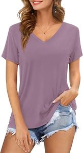 Camisetas de Verano para Mujer, 300G, Alta Calidad, Casuales, Manga Corta, Corte Ajustado, Transpirables, Anti-Pilling, Poliéster/Algodón, Cuello Redondo, Color Sólido - Product Image 3