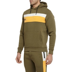 Ensemble de survêtement color block pour hommes, sweat à capuche zippé et pantalon de jogging respirant, coupe régulière, poches latérales - Product Image 1