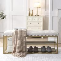Banc à chaussures moderne en velours et bois avec trois tiroirs de rangement, design peu encombrant et assise intégrée