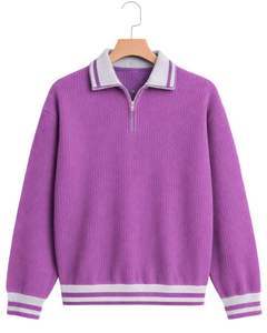 Sudadera de punto contemporánea para hombre con cremallera de un cuarto, ajuste regular premium, proveedor mayorista de fábrica OEM, EE. UU. y Europa - Product Image 1