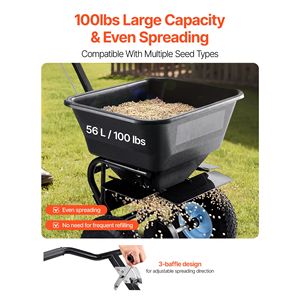Spargitore di Erba a Spinta da 100 libbre, Larghezza di Spargimento 0,98 piedi, 13 Pneumatici Pneumatici per Tutti i Terreni, Motore Agricolo - Product Image 2