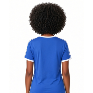 เสื้อยืดพรีเมียมสีน้ำเงินรอยัลสำหรับผู้หญิง Zeta Phi Beta ลายปักนูนสีโทนเดียวกัน คอเสื้อสีขาว แขนเสื้อมีแถบสี ผ้าฝ้ายนุ่ม สวมใส่สบาย - Product Image 4