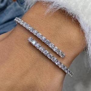 Round Cut Diamond Tennis Bracelet <b>Solid</b> <b>Gold</b> Classic Tennis Bracelet Luxury Lab Grown Diamond Bracelet Wedding Jewelry Fine Gift - Product Image 1