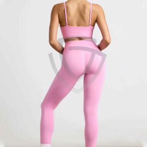 Ensemble soutien-gorge et legging à taille élastique, haute qualité, sans couture, 2 pièces pour femmes - Product Image 6