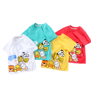 T-shirt décontracté à manches courtes et col rond pour garçons, 100 % coton respirant, écologique, séchage rapide, anti-boulochage, 200g, avec logo dessin animé pour enfants - Product Image 5