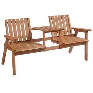 Set di Mobili da Esterno in Legno di Acacia con Divanetto, Foro per Ombrellone e Tavolino Centrale, Finitura Arancione - Product Image 1