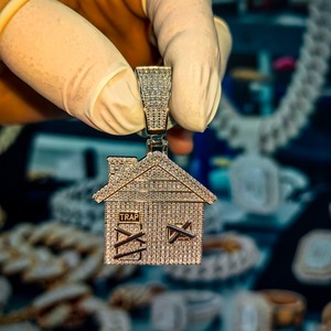 Pendentif Traphouse en Moissanite VVS de haute qualité, testé au diamant, style Hip Hop, en argent massif 925, bijoux fins, entièrement serti de pierres brillantes - Product Image 5