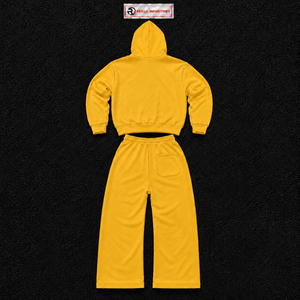 Conjunto Deportivo Dorado para Hombre, Sudadera con Capucha y Logotipo Gráfico en el Pecho, Pantalones Jogger a Juego, Ropa Deportiva Informal para la Calle - Product Image 6