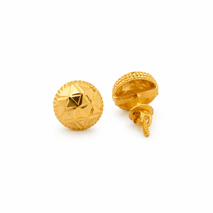 18K Yellow Gold Geometric Textured <b>Stud</b> <b>Earrings</b> for Women High Polish Daily Wear Party Wedding Gift Fine Jewelry - Product Image 3