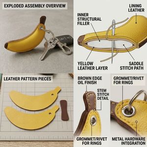 Logo et emballage personnalisés, accessoire fruité mignon bicolore 3D pour promotion de cadeaux, porte-clés banane - Product Image 6