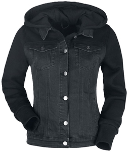 Veste à capuche en jean pour femme de haute qualité, manches longues, respirante, en coton, décontractée, pour l'hiver, avec logo personnalisé - Product Image 3