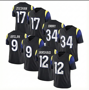 Maillots de football américain brodés, noms des équipes cousus sur le devant, logo, grande taille, respirant, séchage rapide, col en V, unisexe, adultes, manches courtes - Product Image 1
