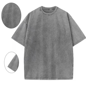 เสื้อยืดผู้ชายสีเทาล้วน ผ้าฝ้าย แขนสั้น คอกลม ทรงโอเวอร์ไซส์ สไตล์ลำลอง ผ้าถัก ทรงปกติ ดีไซน์เรียบ - Product Image 5