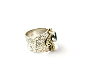 Minimalist Green Onyx <b>Ring</b> 925 Sterling <b>Silver</b> Handmade Floral <b>Statement</b> Gemstone <b>Ring</b> for Women Jewelry - Product Image 3