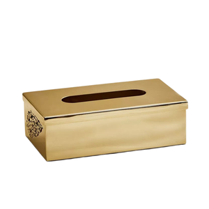 Set Of 2 Square Metal Tissue Box Cover Elegant Gold Finished Home Decor Tissue Holder Stylish Living Room Accessory - Product Image 2