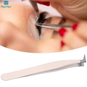 Pinzas Profesionales de Punta Dividida para Extensiones de Pestañas, Instrumento de Belleza Ergonómico Color Crema, Pinzas de Alta Precisión con Punta Afilada - Product Image 5