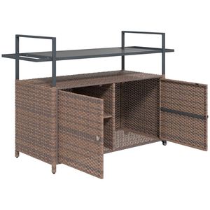 Chariot de service de bar extérieur en rotin avec étagère de rangement – Produit polyvalent et durable - Product Image 5