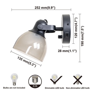 BKLW-BLG4 Home Decor 1-Lumière E26/E27 En Plastique Double Ombre Mur Montage Vanité Mur Lampe avec USB Port de Charge - Product Image 2
