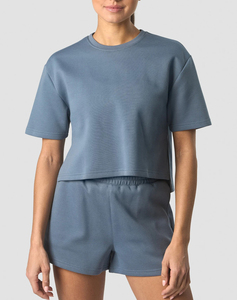 Nuevo Conjunto de Dos Piezas para Mujer, Top Corto y Pantalones Cortos por Encima de la Rodilla, 100% Algodón Ecológico y Transpirable, con Diseño Personalizable - Product Image 1