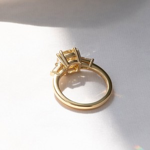 VVS Diam 925 Silver Fancy Vivid Yellow Lab Grown Diamond <b>Cushion</b> Cut Engagement Bridal Vintage Statement Ring IGI Certified - Product Image 3