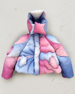 2026 <b>Men</b> <b>Hooded</b> <b>Puffer</b> <b>Jacket</b> Gradient Color Thick Quilted Winter Coat Stand Collar Streetwear - Product Image 1