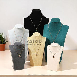 Soporte de collar de Maniquí de busto portátil de lujo de terciopelo verde soporte de exhibición de joyería para Merchandising Visual - Product Image 3