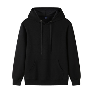Sudadera con Capucha Negra Unisex, Corte Regular, Algodón French Terry, Informal, Otoñal, con Detalles Frontales en Algodón - Product Image 4