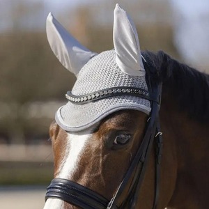 Voiles anti-mouches pour chevaux en maille et coton, qualité supérieure, légers, imprimés sur mesure, protection faciale réglable, couleur personnalisée - Product Image 3