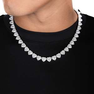 Collier chaîne tennis de style affirmé, taille brillant, en argent 925 plaqué rhodium, serti clos, luxe hip-hop pour femme - Product Image 1